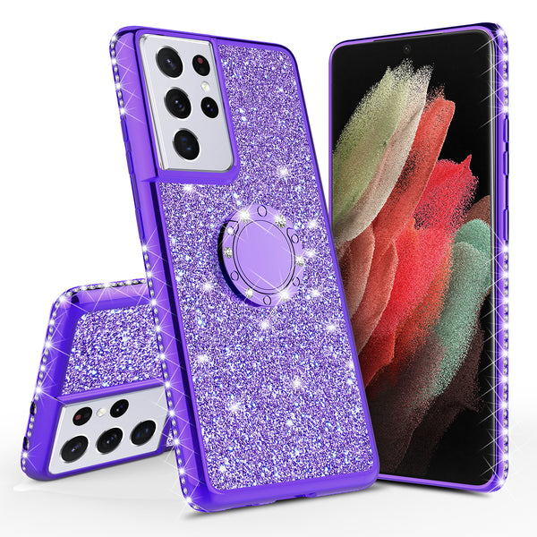 samsung galaxy s21 ultra glitter bling fashion case - purple - www.coverlabusa.com