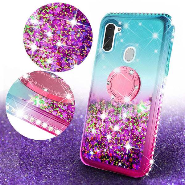 glitter phone case for samsung galaxy a21 - teal/pink gradient - www.coverlabusa.com