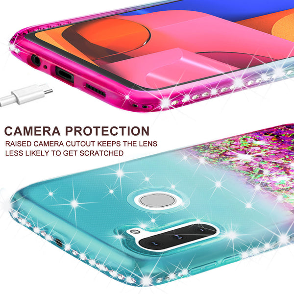 glitter phone case for samsung galaxy a21 - teal/pink gradient - www.coverlabusa.com