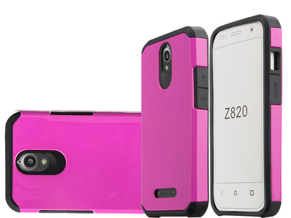 ZTE Obsidian Slim Hybrid Dual Layer Case - Hot Pink/Black - www.coverlabusa.com