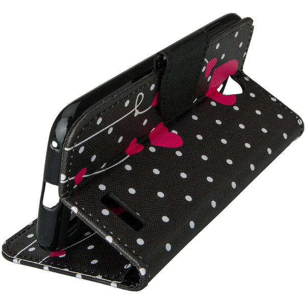 ZTE Grand X3 leather wallet case - polka dots - www.coverlabusa.com