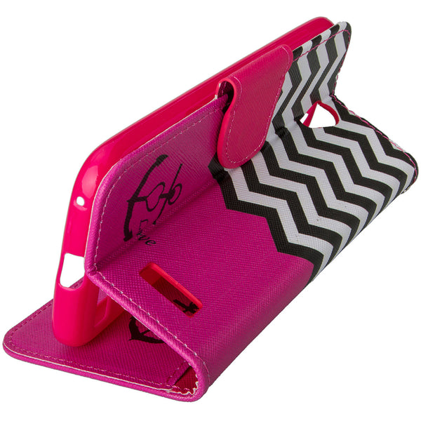 ZTE Grand X3 leather wallet case - hot pink anchor - www.coverlabusa.com