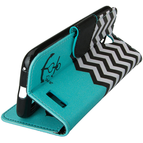 ZTE Grand X3 leather wallet case - teal anchor - www.coverlabusa.com
