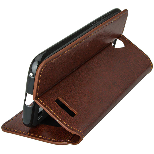 ZTE Grand X3 leather wallet case - brown - www.coverlabusa.com
