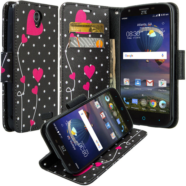 ZTE Grand X3 leather wallet case - polka dots - www.coverlabusa.com