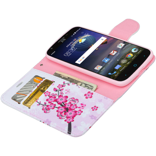 ZTE Grand X3 leather wallet case - cherry blossom - www.coverlabusa.com