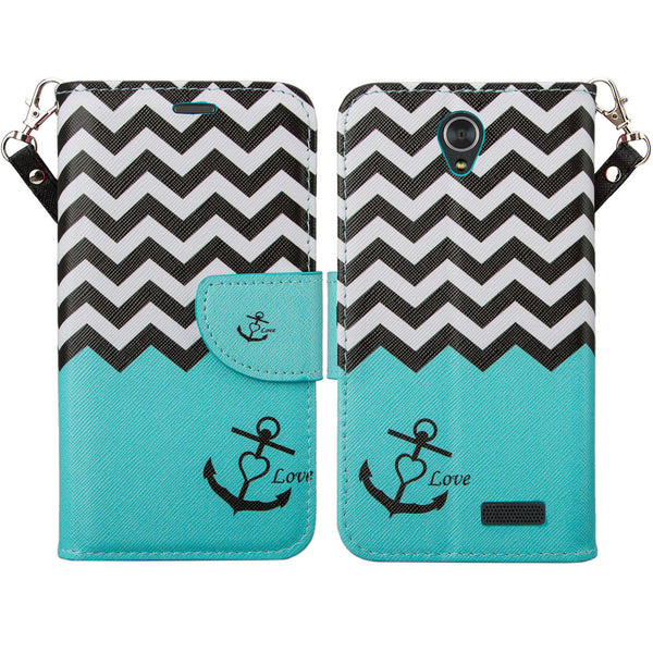 ZTE Grand X3 leather wallet case - teal anchor - www.coverlabusa.com