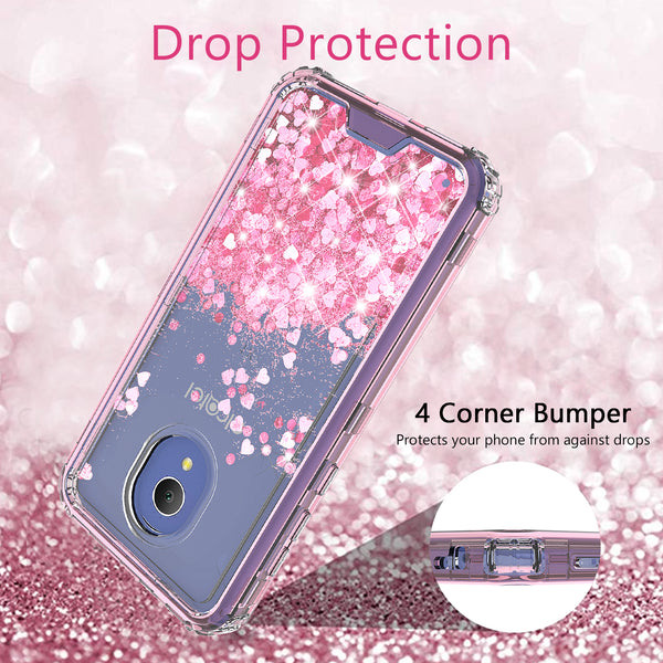 hard clear glitter phone case for alcatel 1x evolve - pink - www.coverlabusa.com 