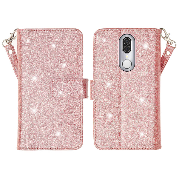 Coolpad Legacy Glitter Wallet Case - Rose Gold - www.coverlabusa.com