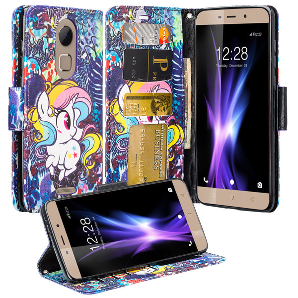 Coolpad REVVL Plus Wallet Case - Rainbow Unicorn - www.coverlabusa.com