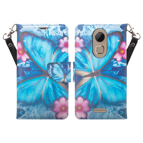 Coolpad REVVL Plus Wallet Case - Blue Butterfly - www.coverlabusa.com
