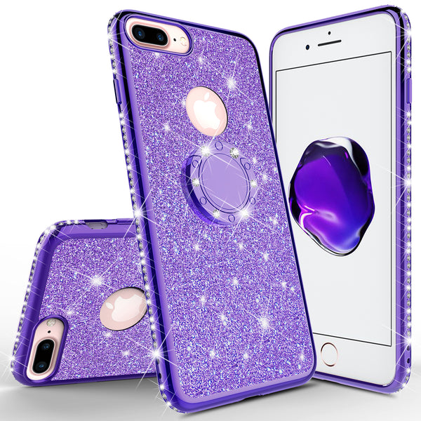 apple iphone 8 glitter bling fashion case - purple - www.coverlabusa.com