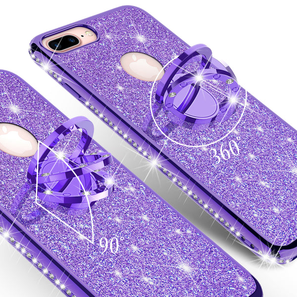 apple iphone 8 glitter bling fashion case - purple - www.coverlabusa.com