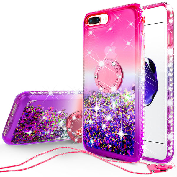 glitter ring phone case for Apple iPhone 7/8 Plus- pink gradient - www.coverlabusa.com 