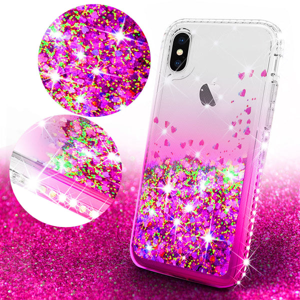 clear liquid phone case for apple iphone xs max - hot pink - www.coverlabusa.com 