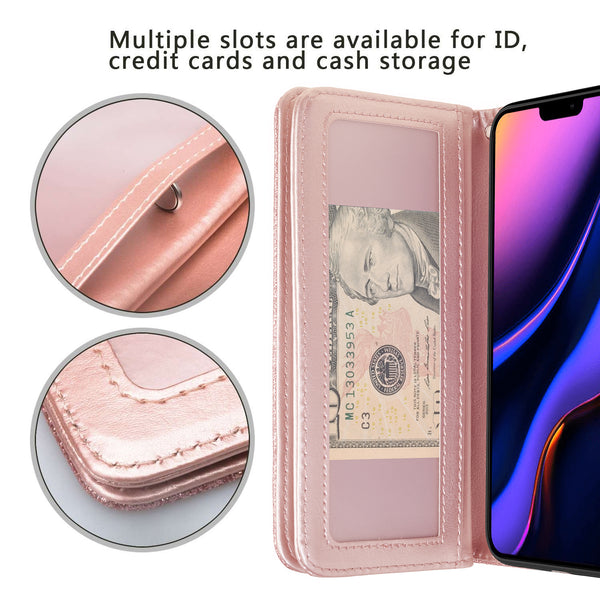 apple iphone 11 pro max glitter wallet case - rose gold - www.coverlabusa.com