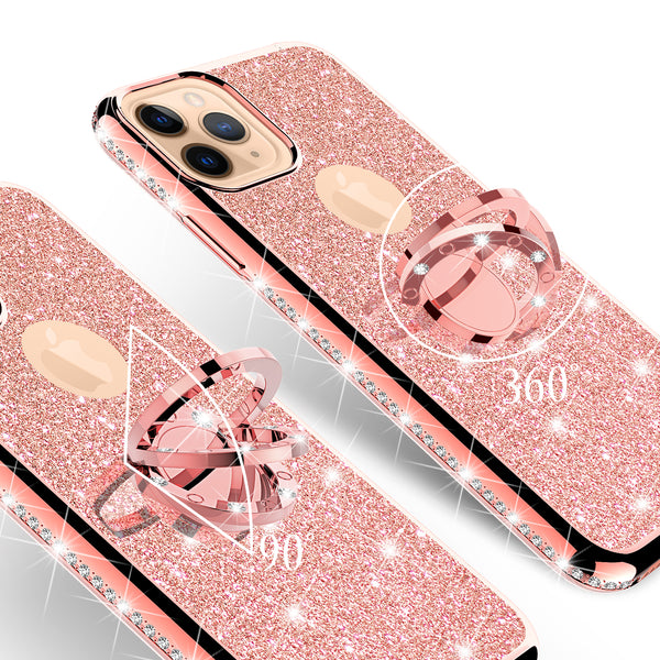 apple iphone 11 pro max glitter bling fashion 3 in 1 case - rose gold - www.coverlabusa.com