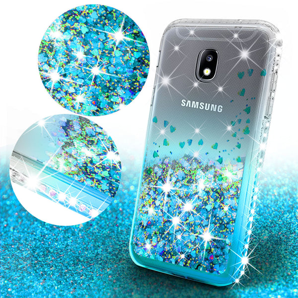 clear liquid phone case for samsung galaxy j3 (2018) - teal - www.coverlabusa.com 