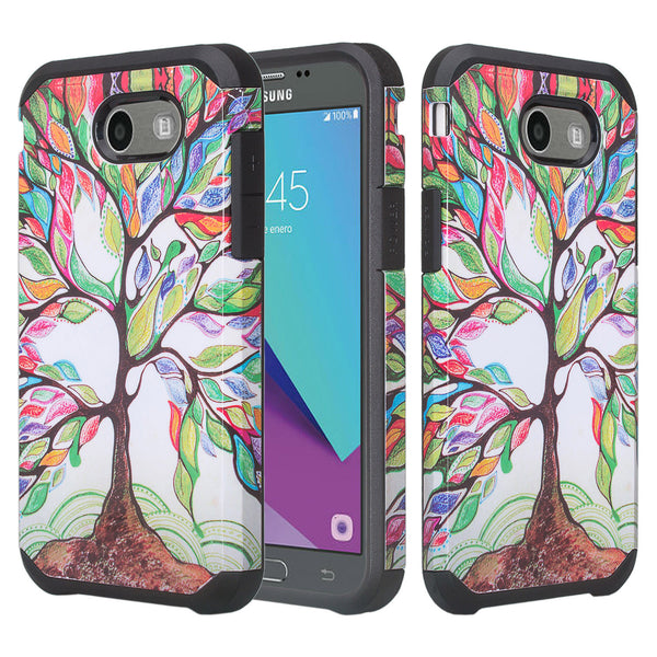 Samsung Galaxy J7 (2017) / J7 Sky Pro / J7 Perx / J7 V Case, Slim Hybrid [Shock/Impact Resistant] Dual Layer Protective Case Cover for Galaxy J7 (2017) - Vibrant Tree