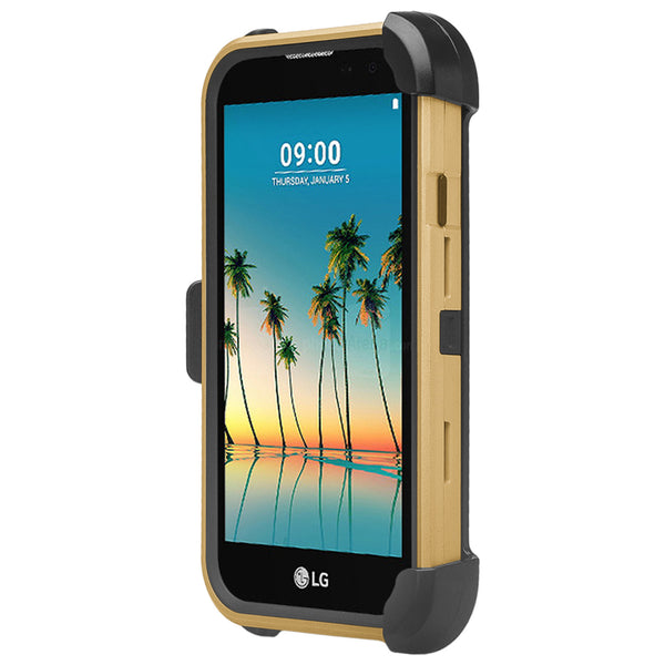 LG K3 (2017) Hybrid Holster Case - Gold - www.coverlabusa.com