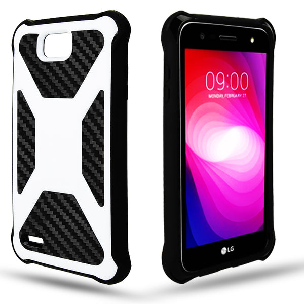 LG X Power 2 Carbon Fiber combo case - White - www.coverlabusa.com
