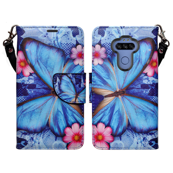 lg k51 wallet case - blue butterfly - www.coverlabusa.com