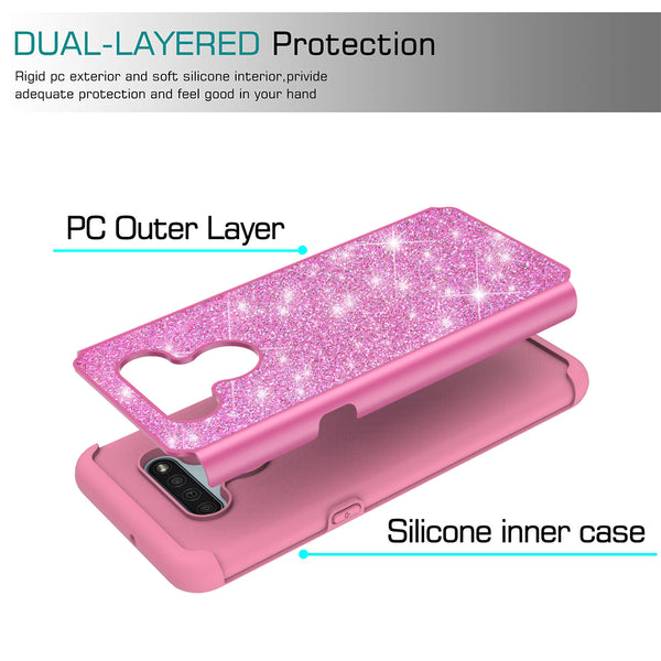 lg k51 glitter hybrid case - hot pink - www.coverlabusa.com