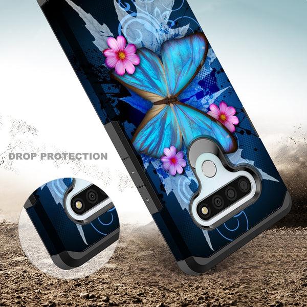 lg k51 hybrid case - blue butterfly - www.coverlabusa.com