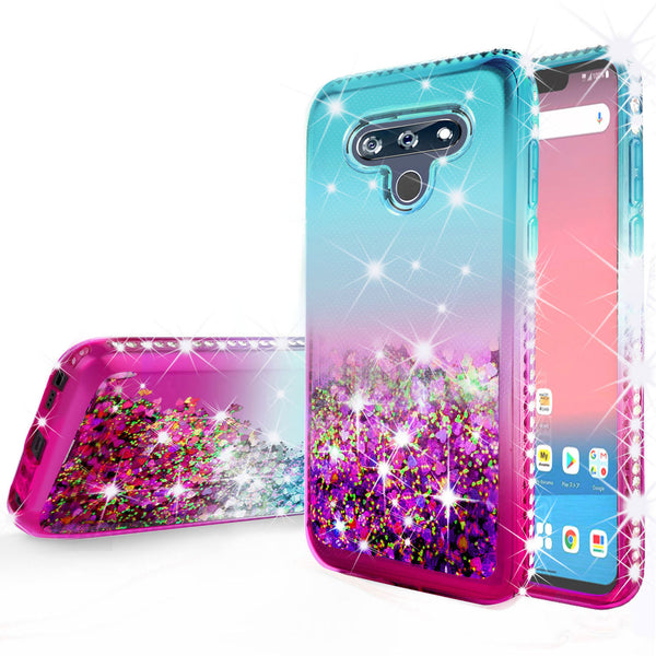 glitter phone case for lg k51 -teal/pink gradient - www.coverlabusa.com