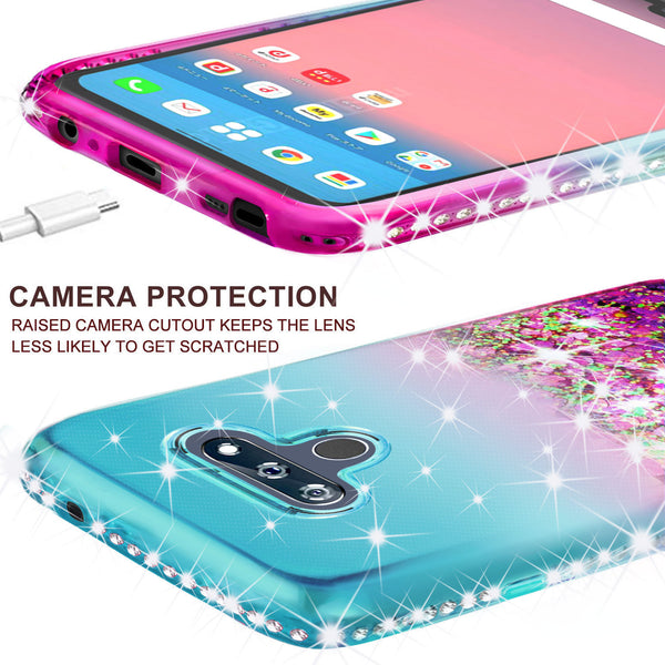 glitter phone case for lg k51 -teal/pink gradient - www.coverlabusa.com
