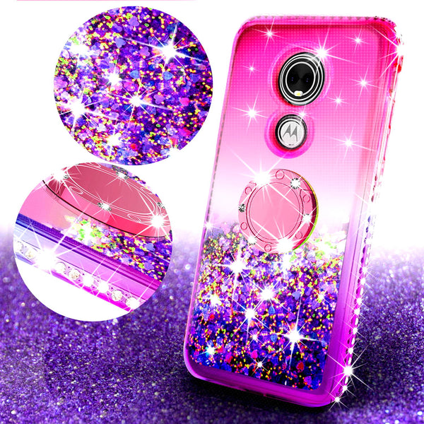 glitter ring phone case for moto e5 play - pink gradient - www.coverlabusa.com 