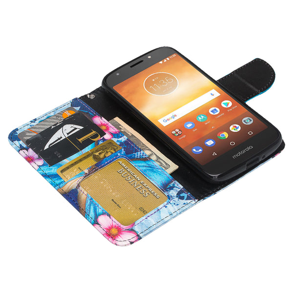 Motorola Moto E5 Play Wallet Case - blue butterfly - www.coverlabusa.com