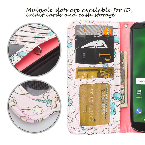 Motorola Moto G6 2018 Wallet Case - pink unicorn - www.coverlabusa.com