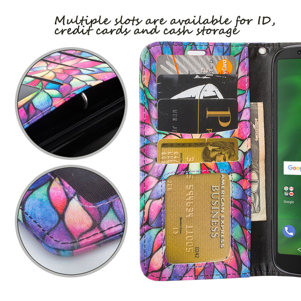 Motorola Moto G6 2018 Wallet Case - rainbow flower - www.coverlabusa.com