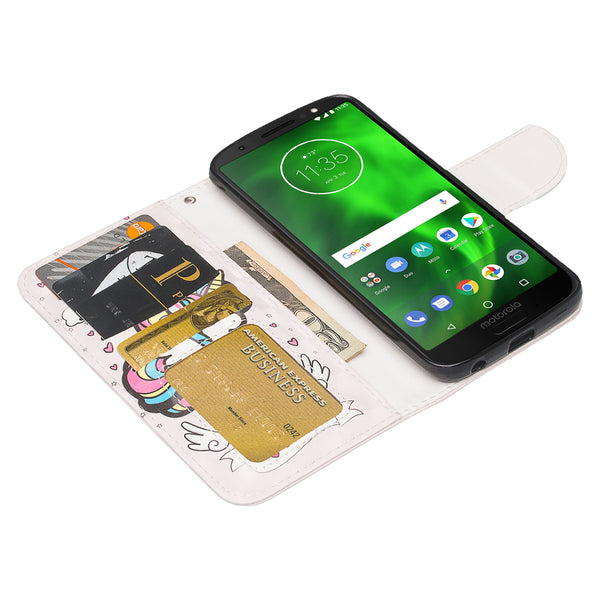 Motorola Moto G6 2018 Wallet Case - white unicorn - www.coverlabusa.com