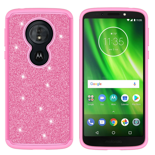 Motorola Moto G6 Play Glitter Hybrid Case - Hot Pink - www.coverlabusa.com