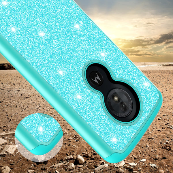 Motorola Moto G6 Play Glitter Hybrid Case - Teal - www.coverlabusa.com