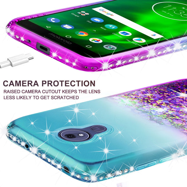 glitter phone case for motorola moto g7 power - teal/purple gradient - www.coverlabusa.com