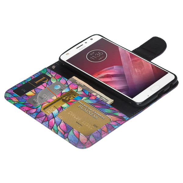 Moto Z2 Play Wallet Case - Rainbow Flower - www.coverlabusa.com