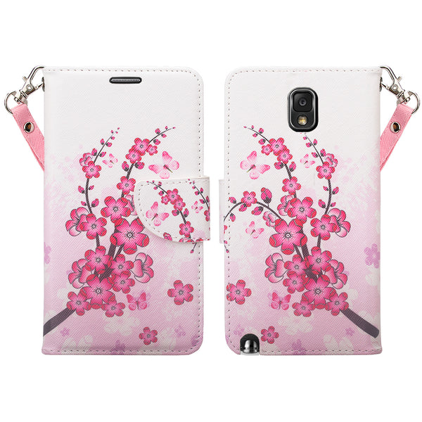 samsung galaxy note 3 leather wallet case - cherry blossom - www.coverlabusa.com