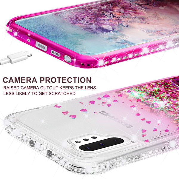 clear liquid phone case for samsung galaxy note 10 plus - hot pink - www.coverlabusa.com