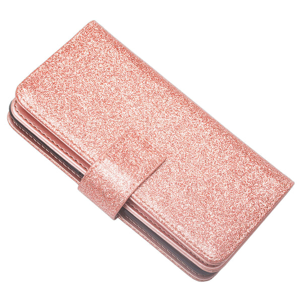 LG K10 (2018), K10+, K10a Glitter Wallet Case - Rose Gold - www.coverlabusa.com