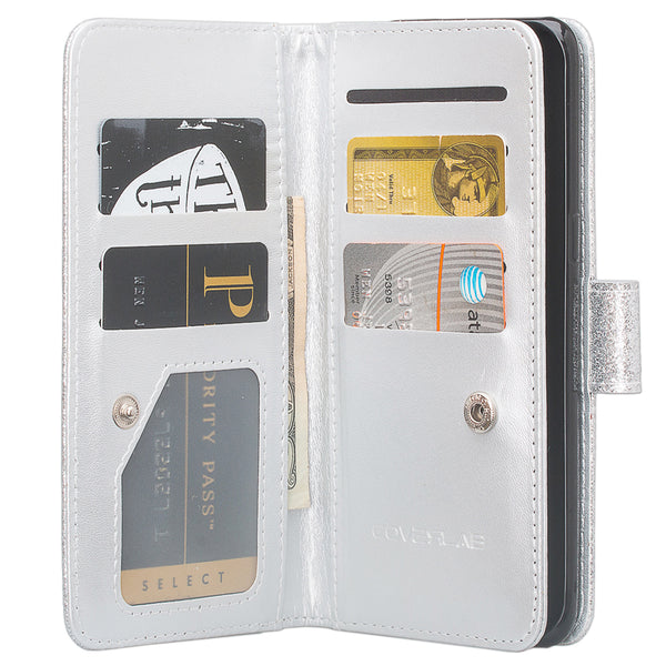 Coolpad REVVL Plus Glitter Wallet Case - Silver - www.coverlabusa.com