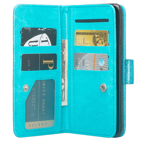LG Aristo 2 Glitter Wallet Case - Teal - www.coverlabusa.com