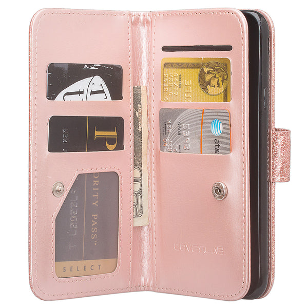 apple iphone 11 pro max glitter wallet case - rose gold - www.coverlabusa.com