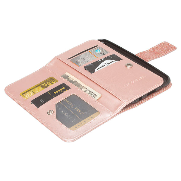 LG G8 ThinQ Glitter Wallet Case - Rose Gold - www.coverlabusa.com