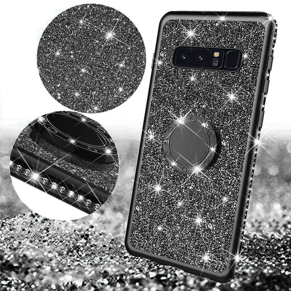samsung galaxy s10 plus  glitter bling fashion case - black - www.coverlabusa.com
