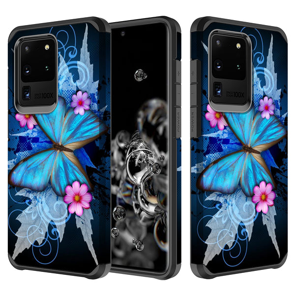 samsung galaxy s20 hybrid case - blue butterfly - www.coverlabusa.com