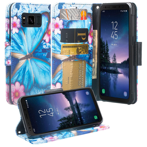 Samsung Galaxy S8 Active Wallet Case - blue butterfly - www.coverlabusa.com