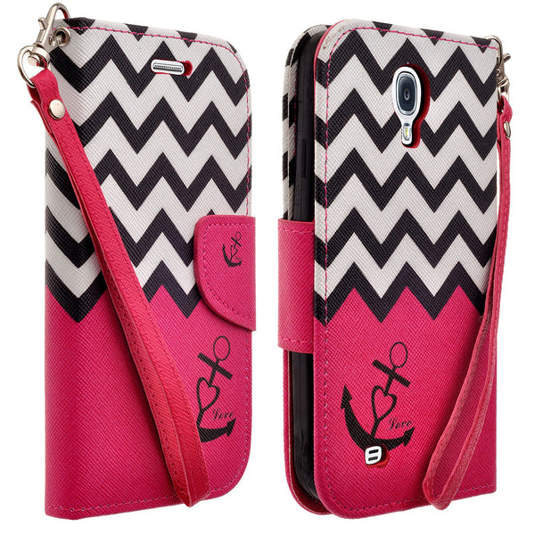 samsung galaxy S4 leather wallet case - hot pink anchor - www.coverlabusa.com